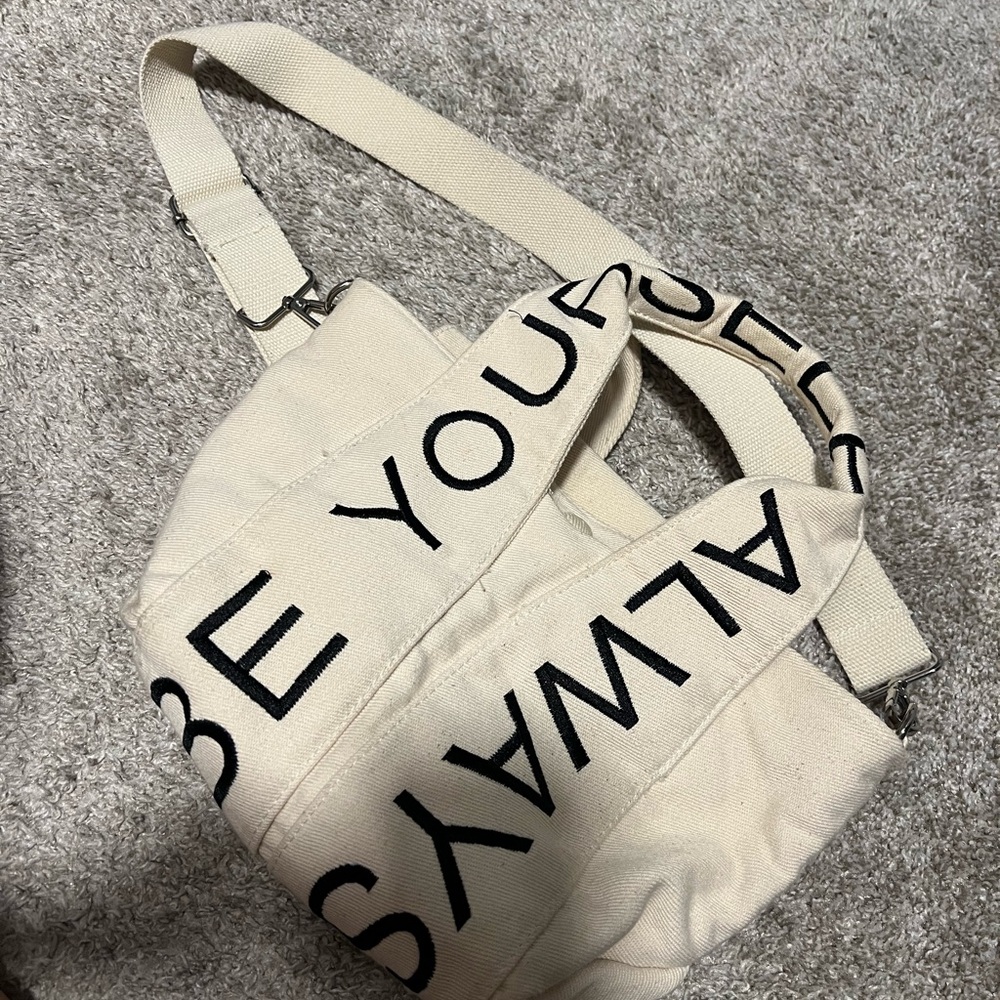 Zara Cream Canvas Crossbody Bag
